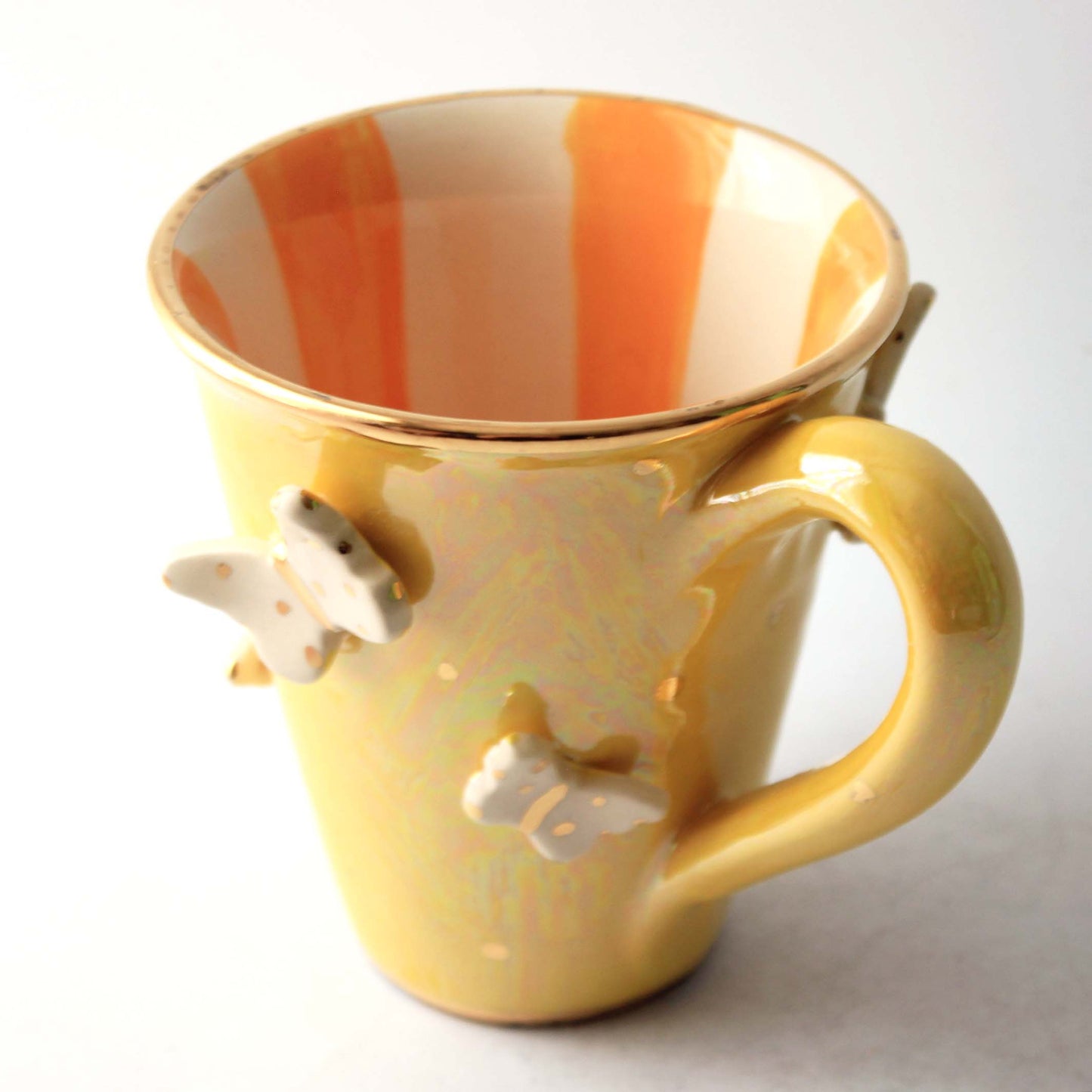 Butterfly Studded Mug Iridescent Yellow