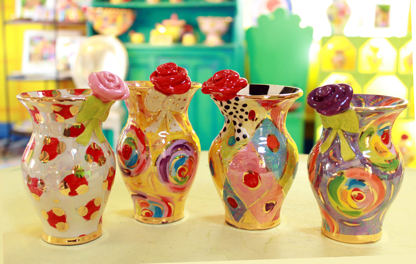 Tiny Vase with Rose and Ribbony Bow