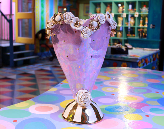 Large Heart Vase Iridescent Lilac