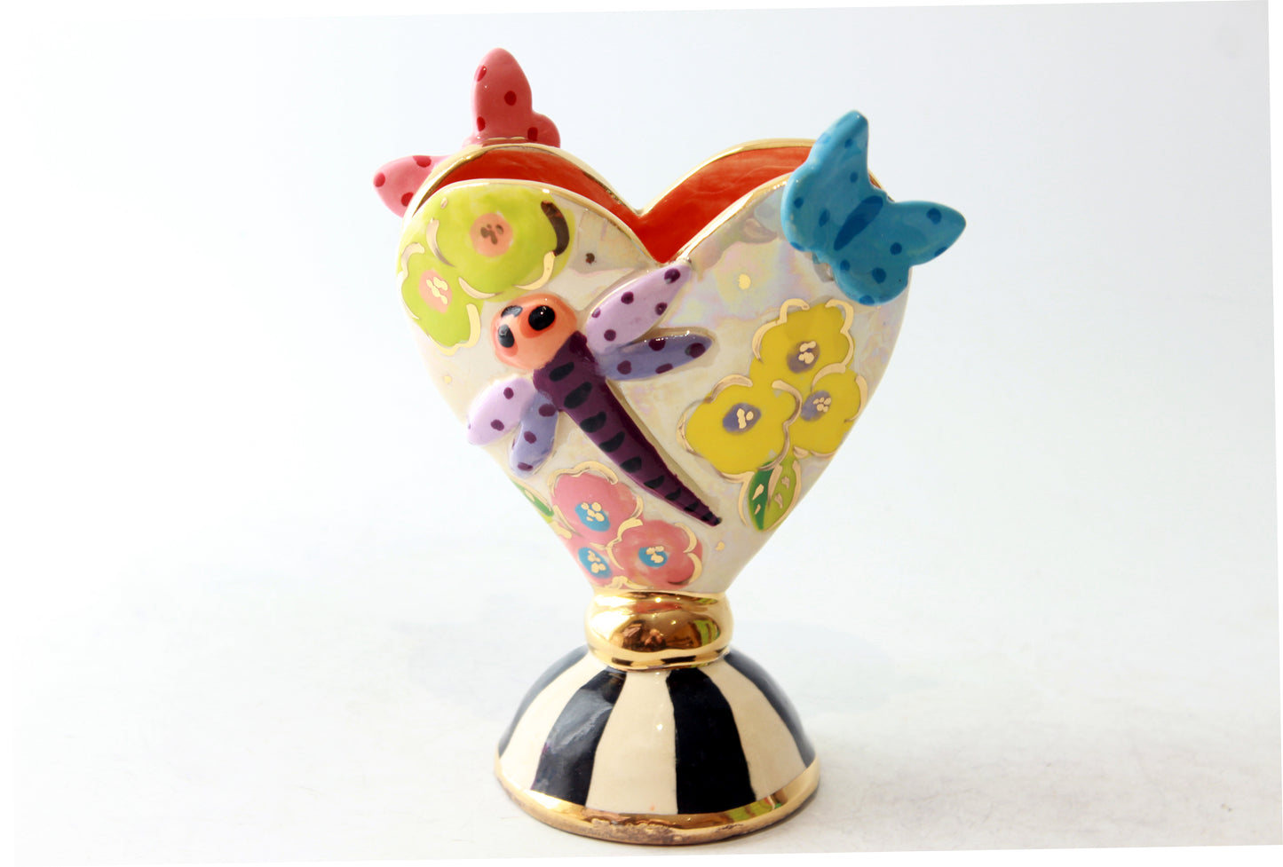 Butterfly Studded Baby Heart Vase with Bugs
