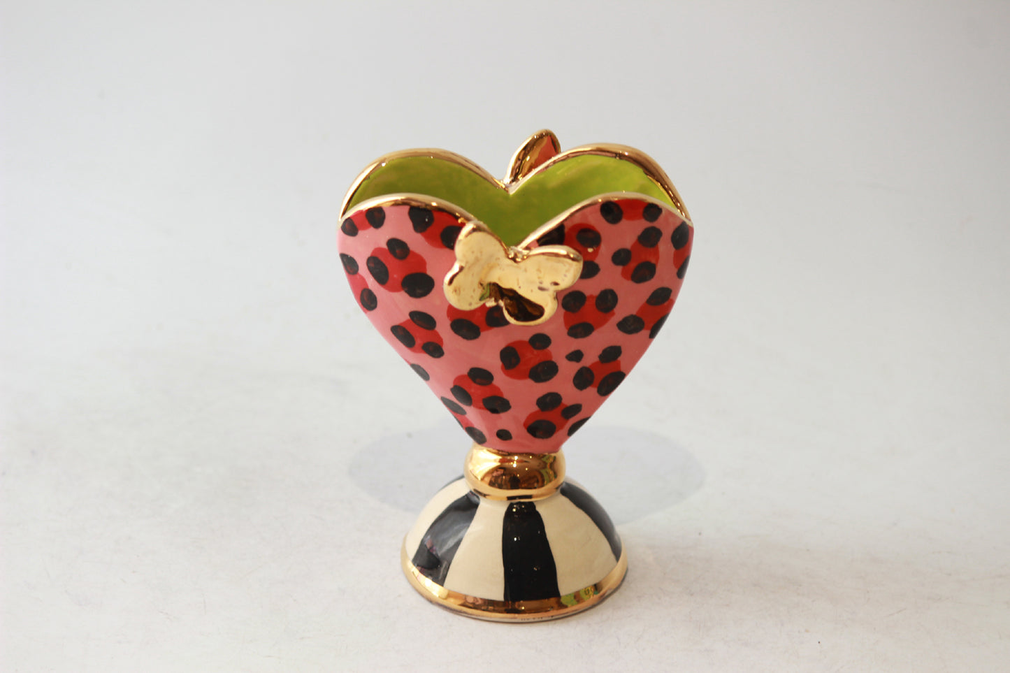 Butterfly Studded Baby Heart Vase Pink Leopard