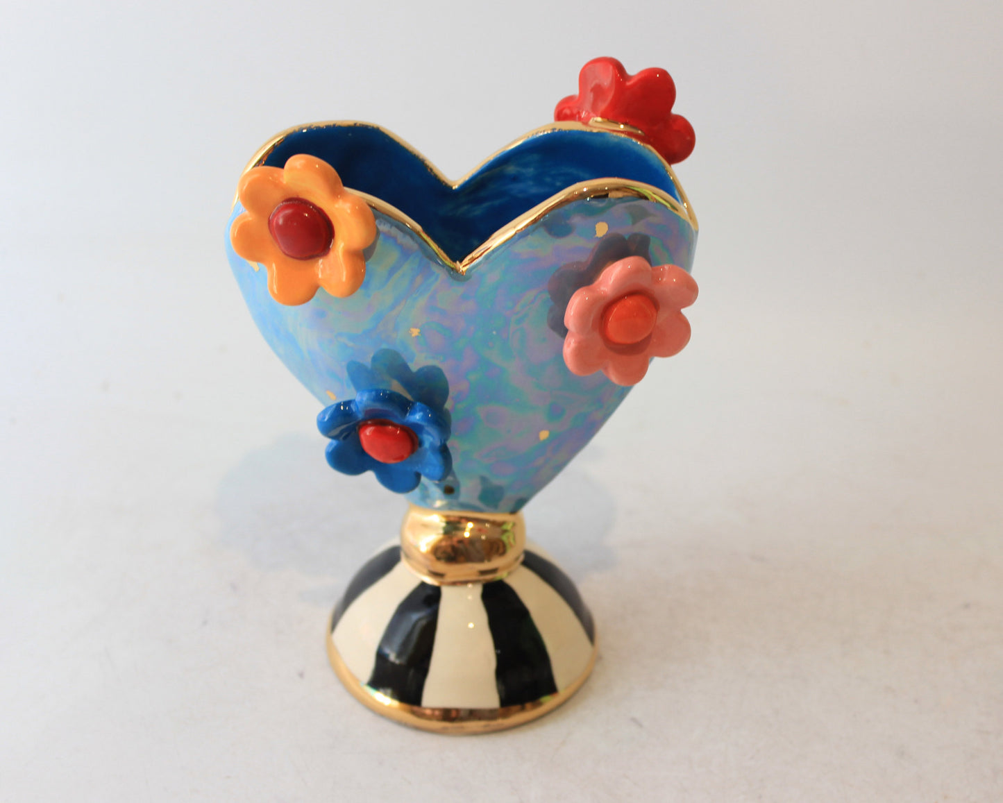 Daisy Studded Baby Heart Vase Blue