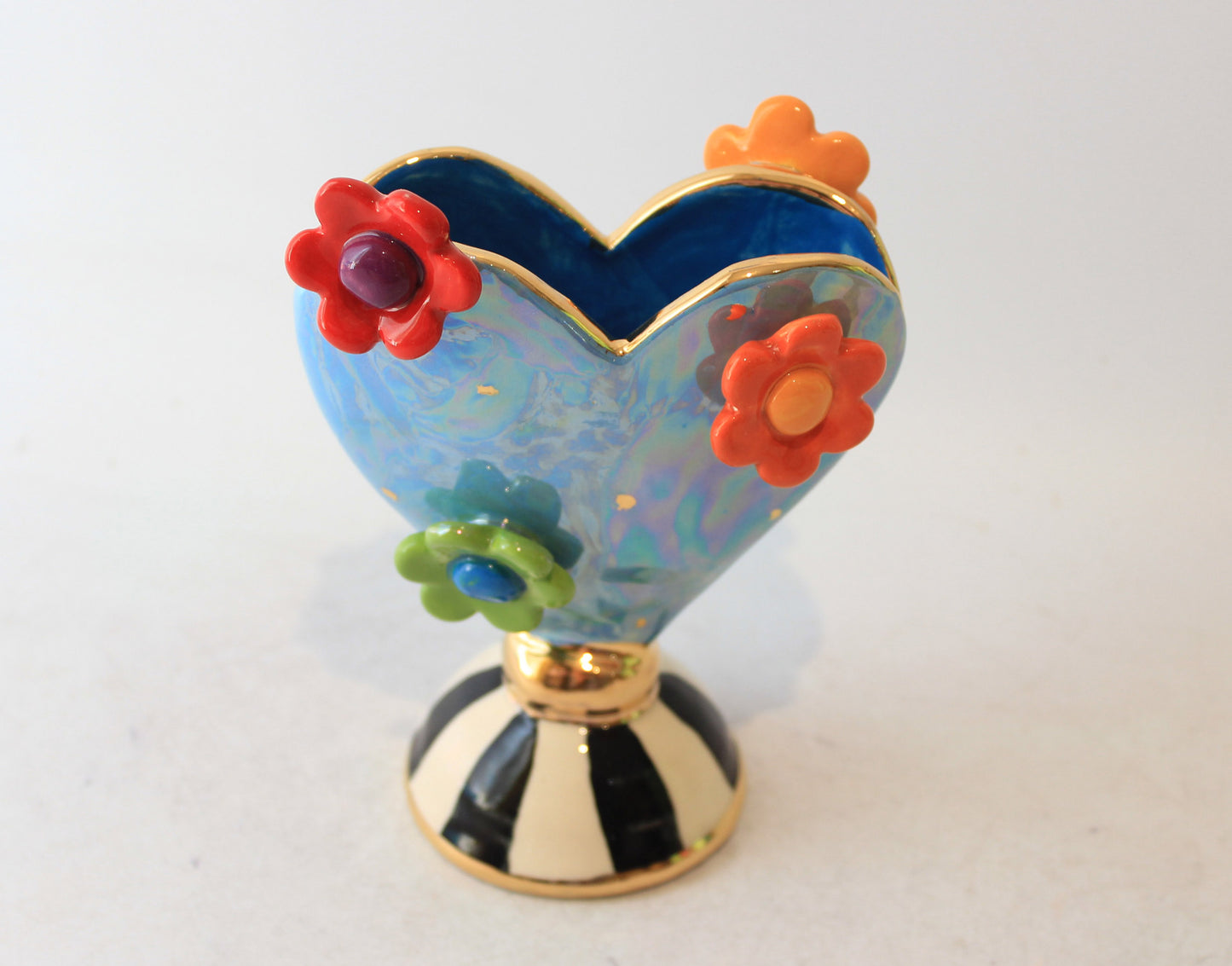 Daisy Studded Baby Heart Vase Blue