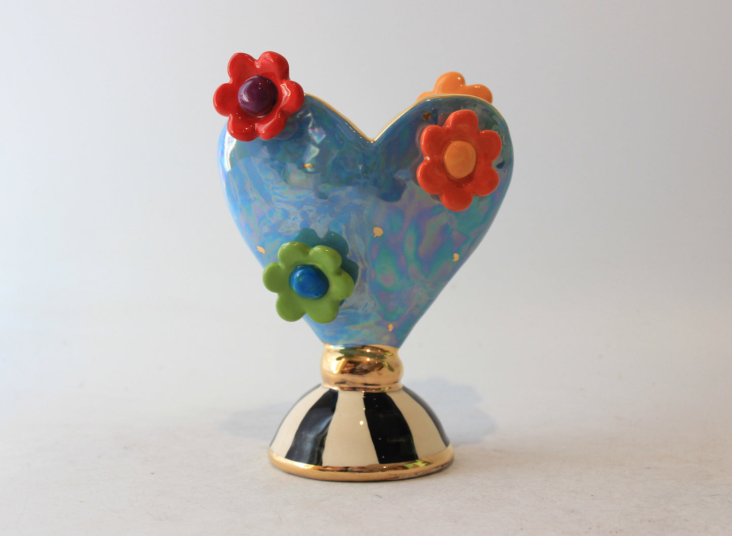 Daisy Studded Baby Heart Vase Blue