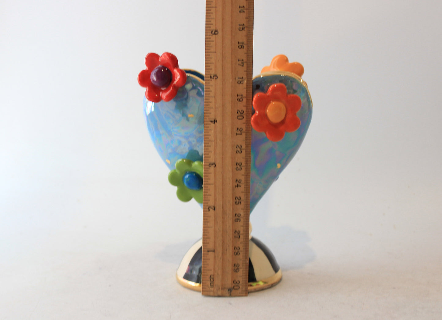 Daisy Studded Baby Heart Vase Blue