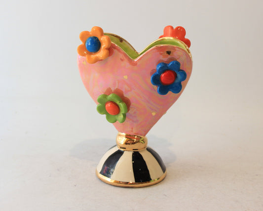 Daisy Studded Baby Heart Vase Pink
