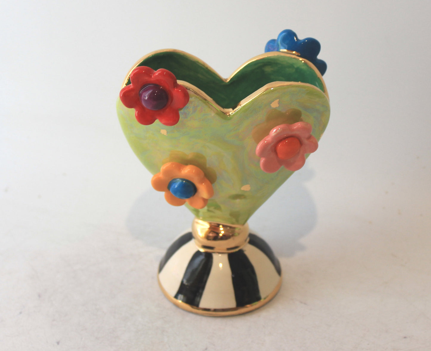 Daisy Studded Baby Heart Vase Green