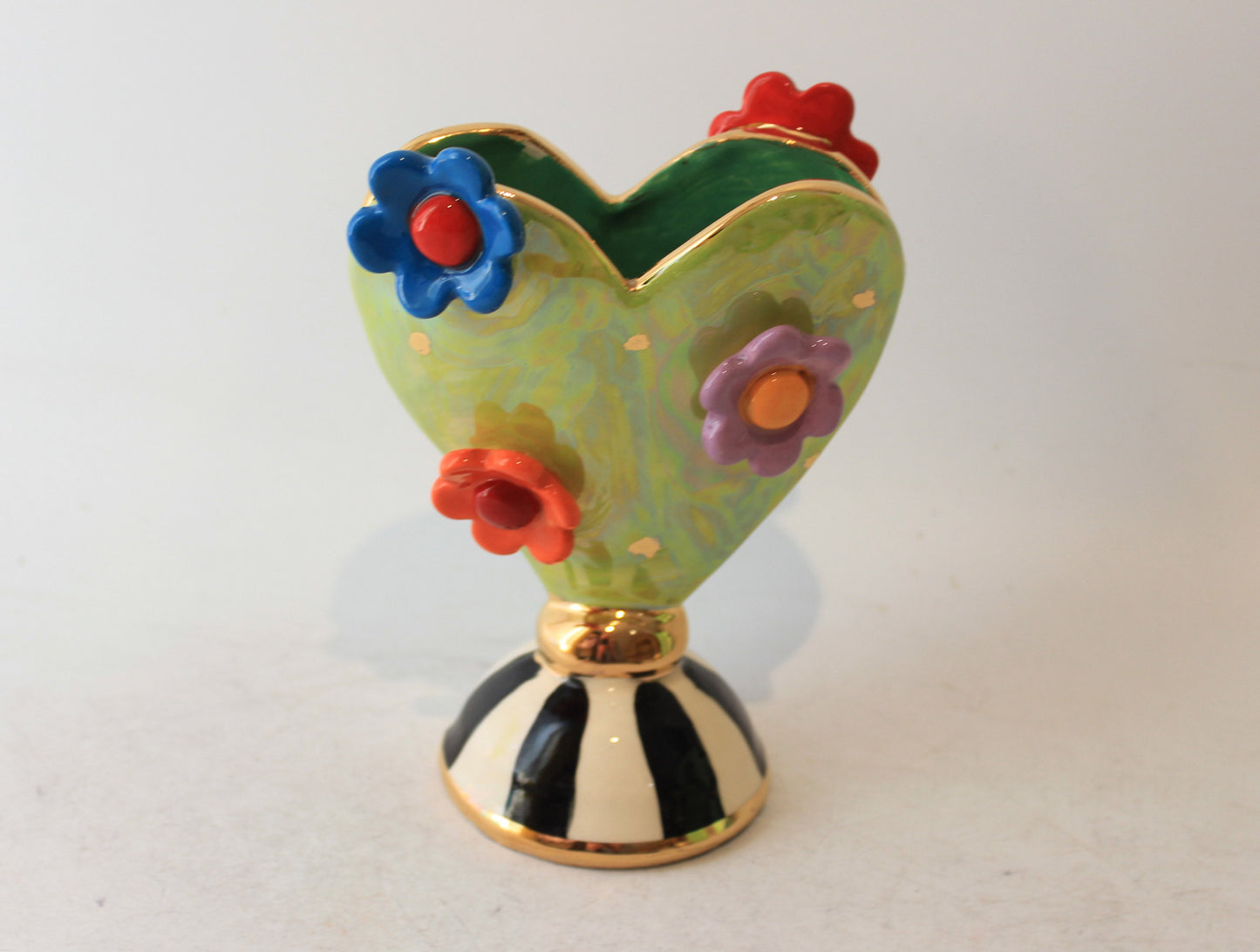 Daisy Studded Baby Heart Vase Green