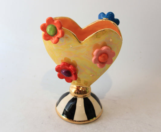 Daisy Studded Baby Heart Vase Yellow