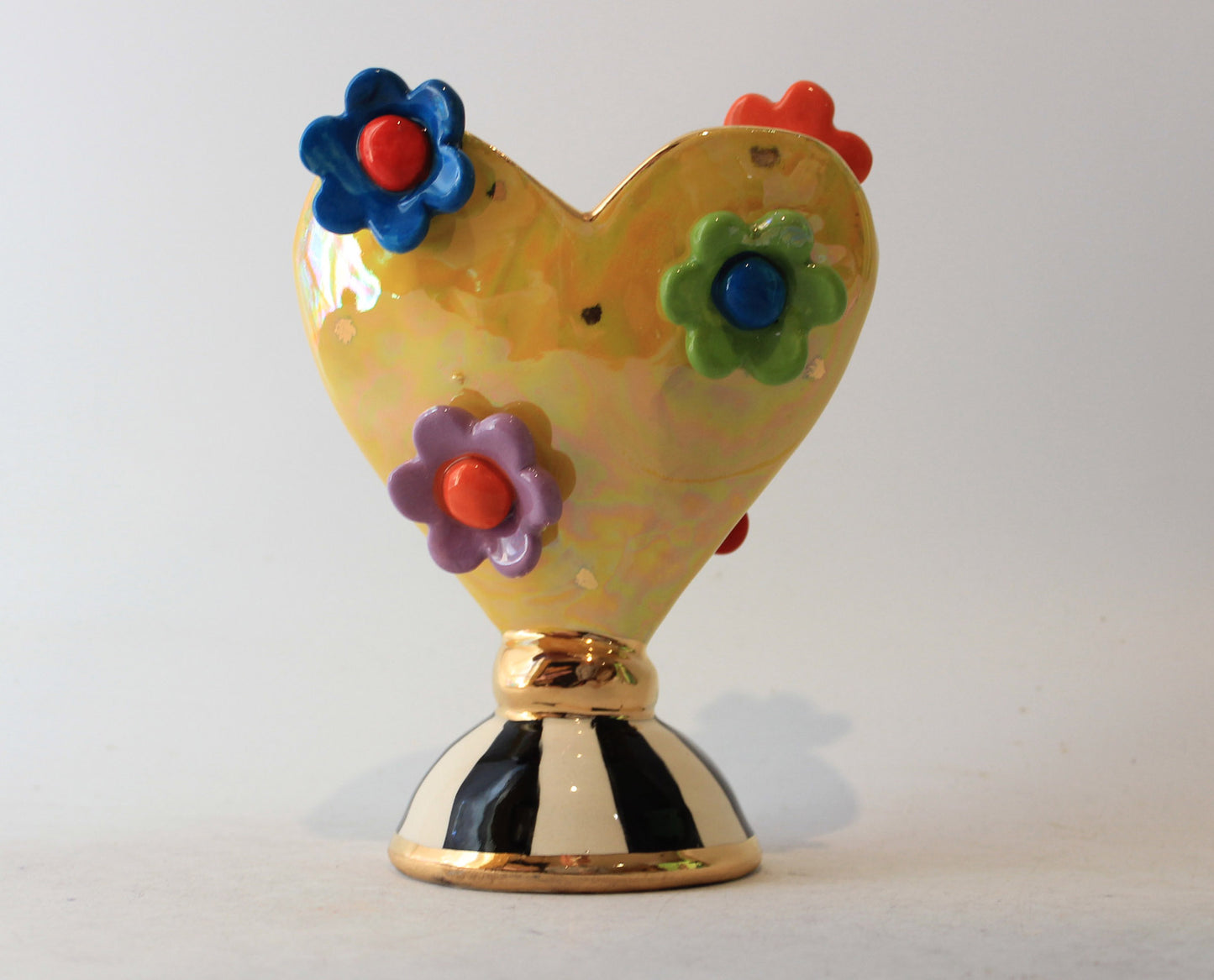 Daisy Studded Baby Heart Vase Yellow