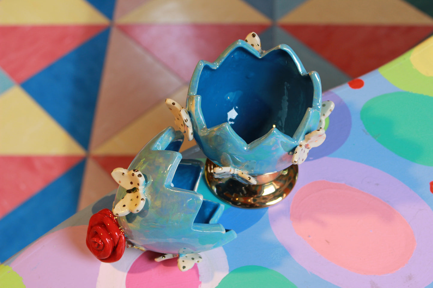 Butterfly Studded Easter Egg Blue