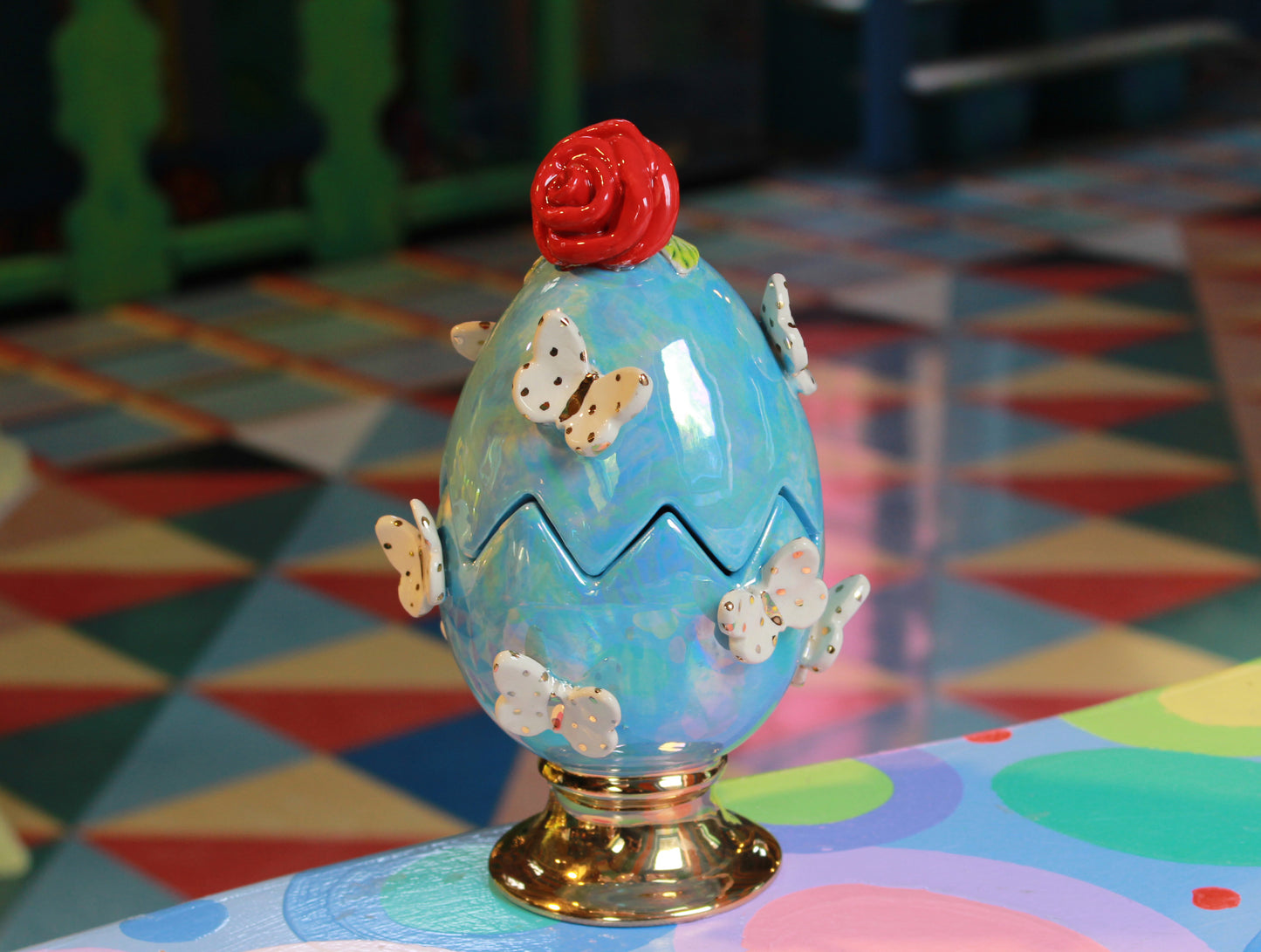 Butterfly Studded Easter Egg Blue