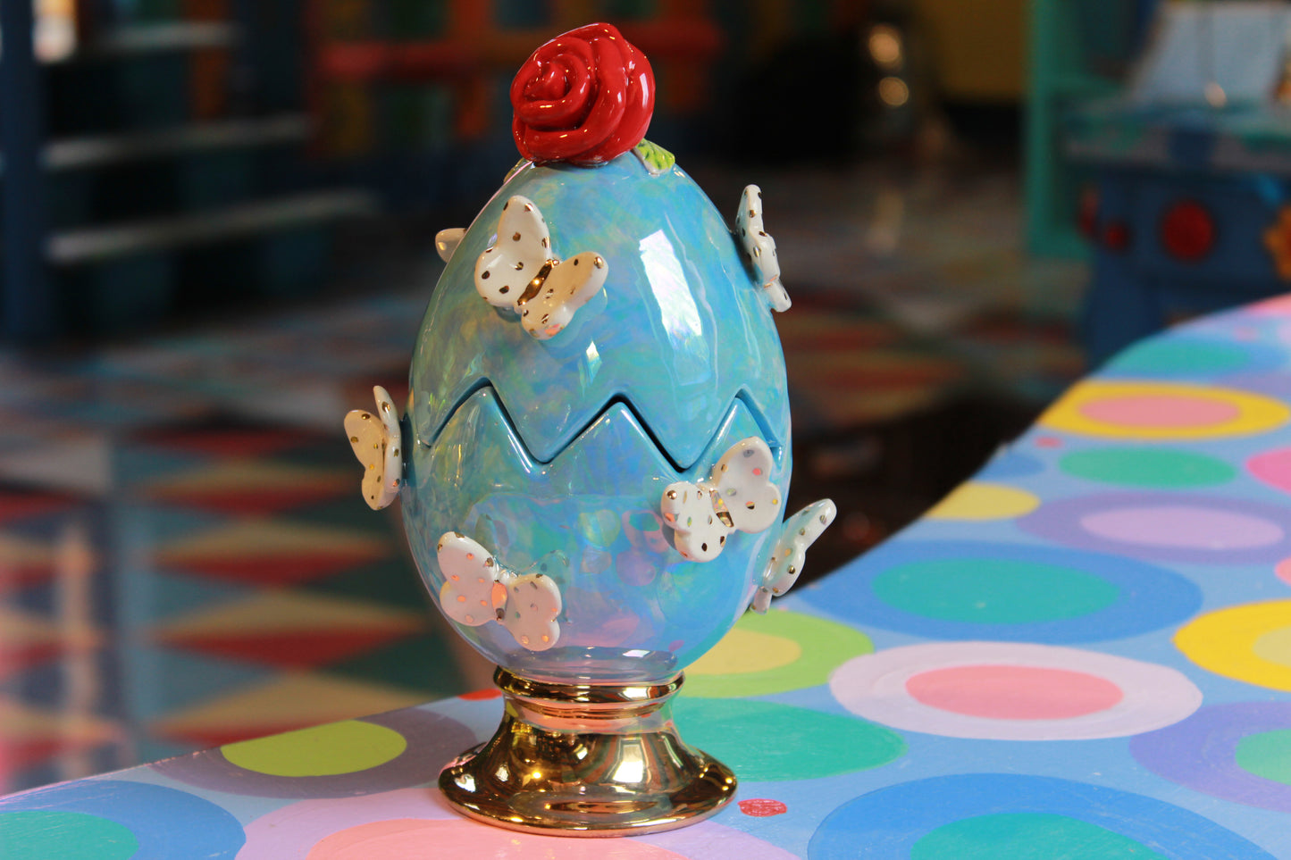 Butterfly Studded Easter Egg Blue