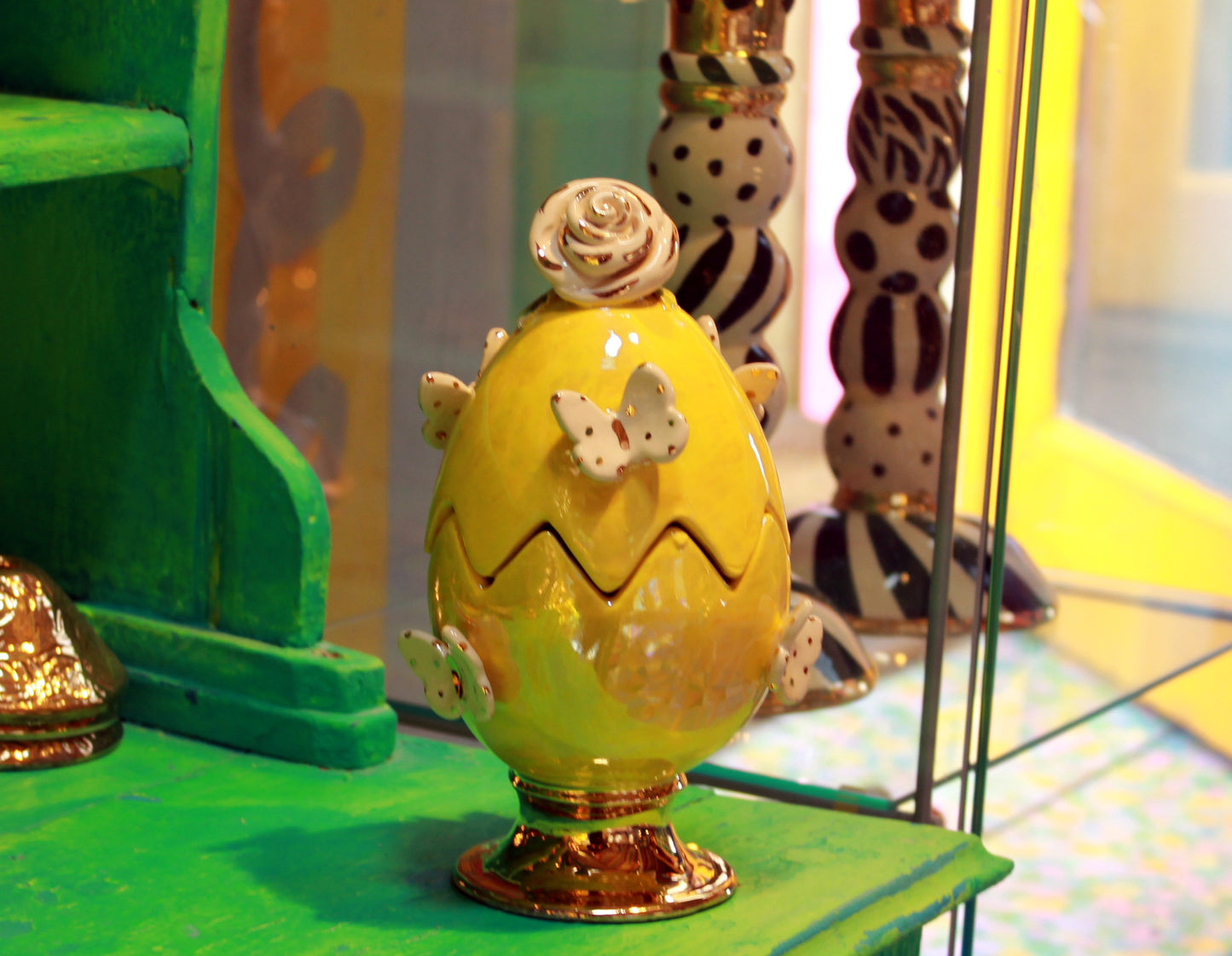 Butterfly Studded Easter Egg Yellow