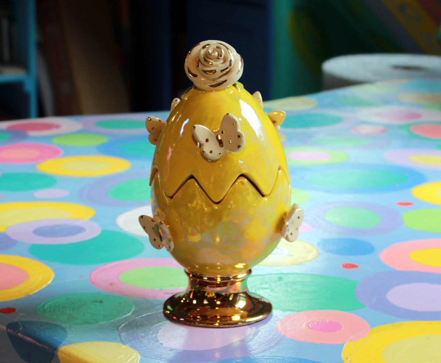 Butterfly Studded Easter Egg Yellow