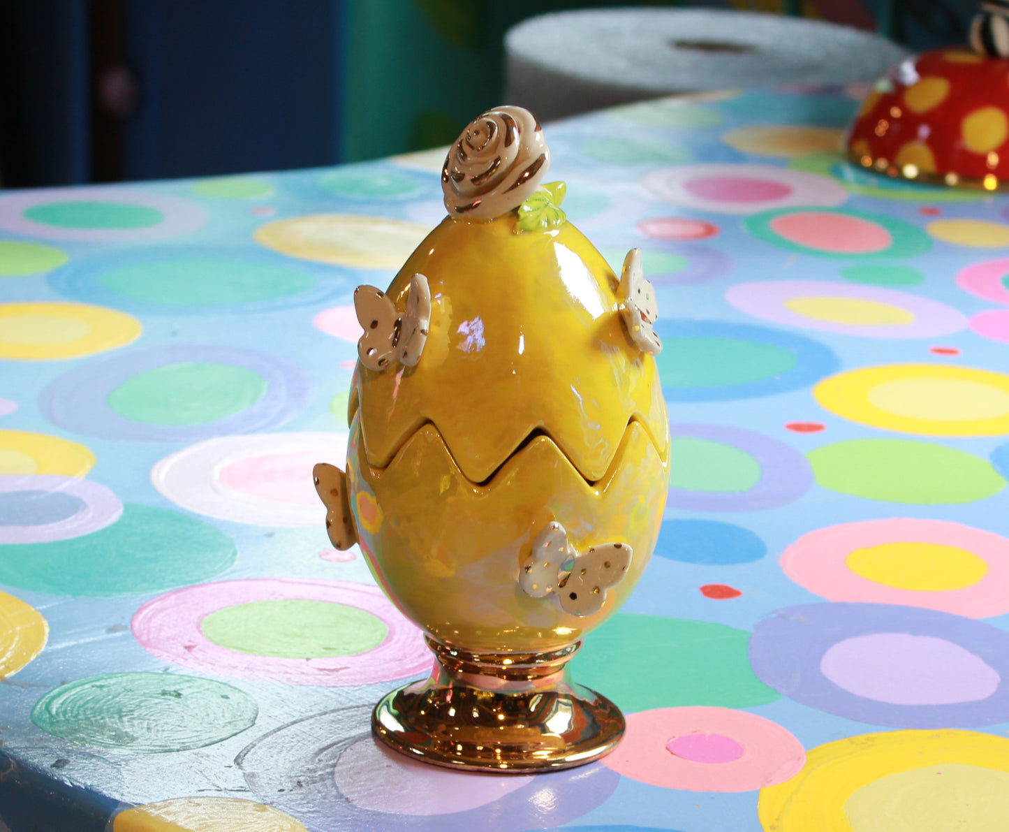 Butterfly Studded Easter Egg Yellow