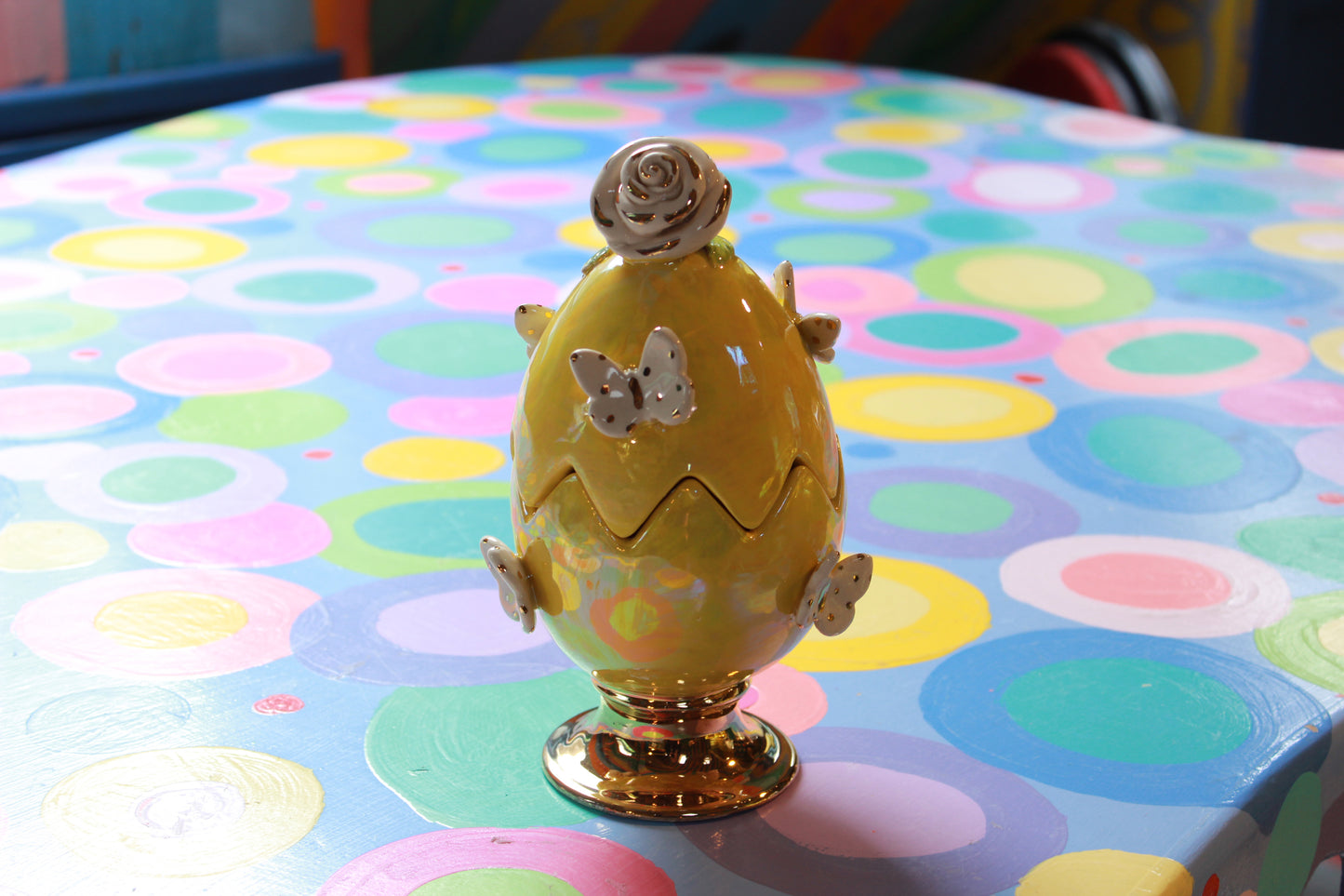 Butterfly Studded Easter Egg Yellow