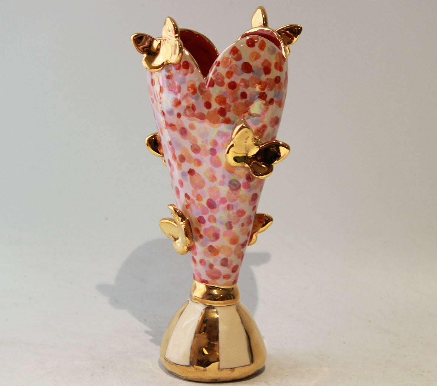 Butterfly Studded Tiny Heart Vase Reddish Confetti