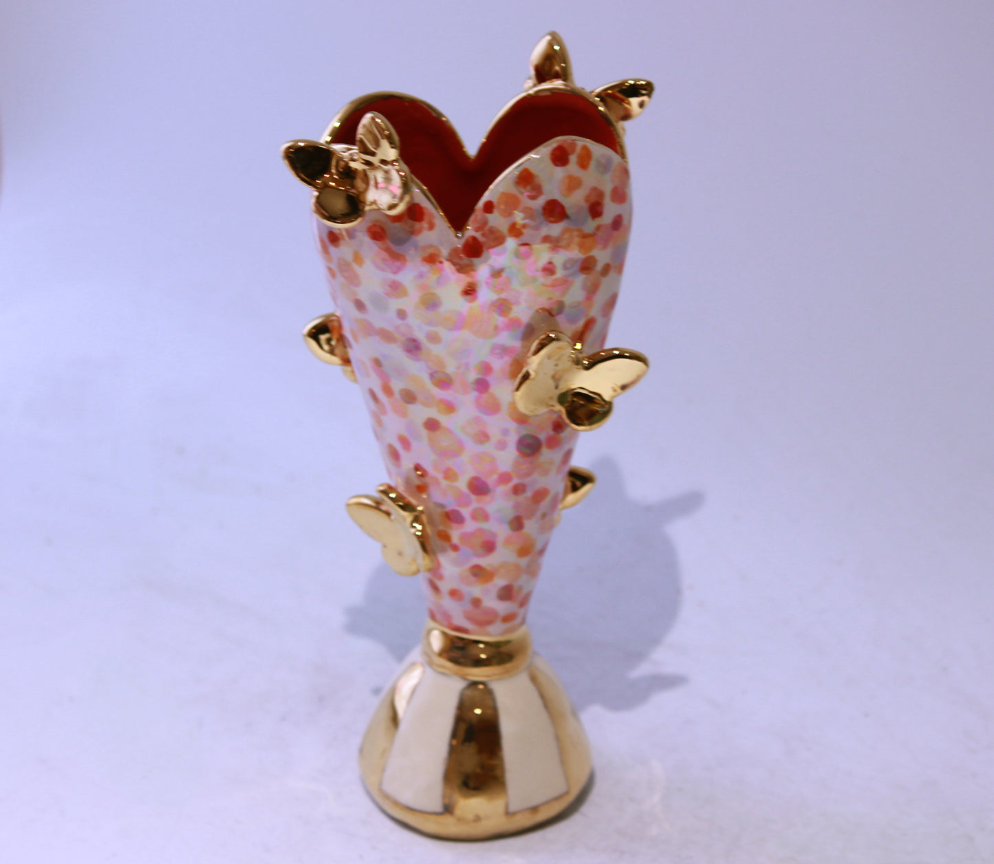 Butterfly Studded Tiny Heart Vase Reddish Confetti