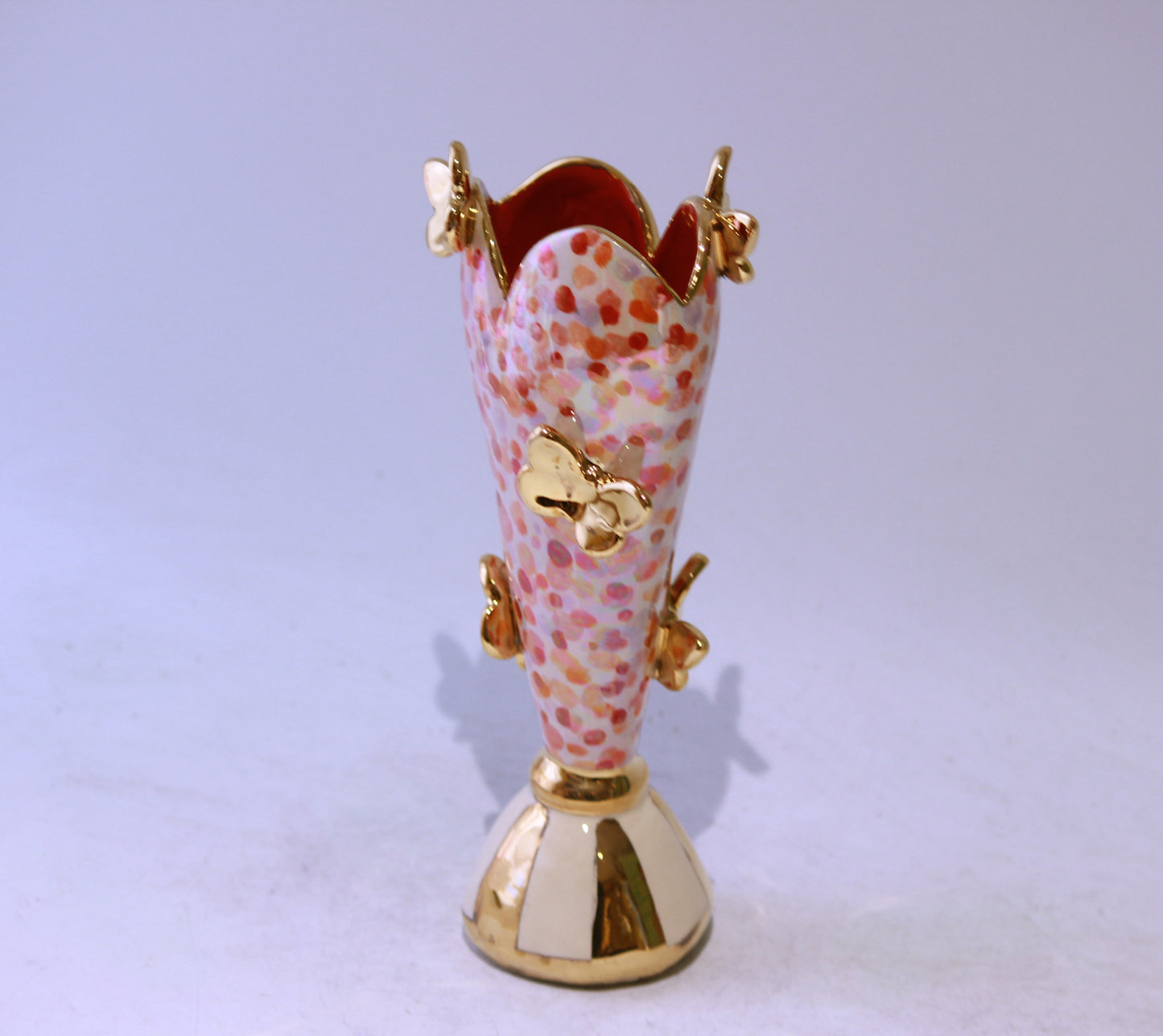Butterfly Studded Tiny Heart Vase Reddish Confetti