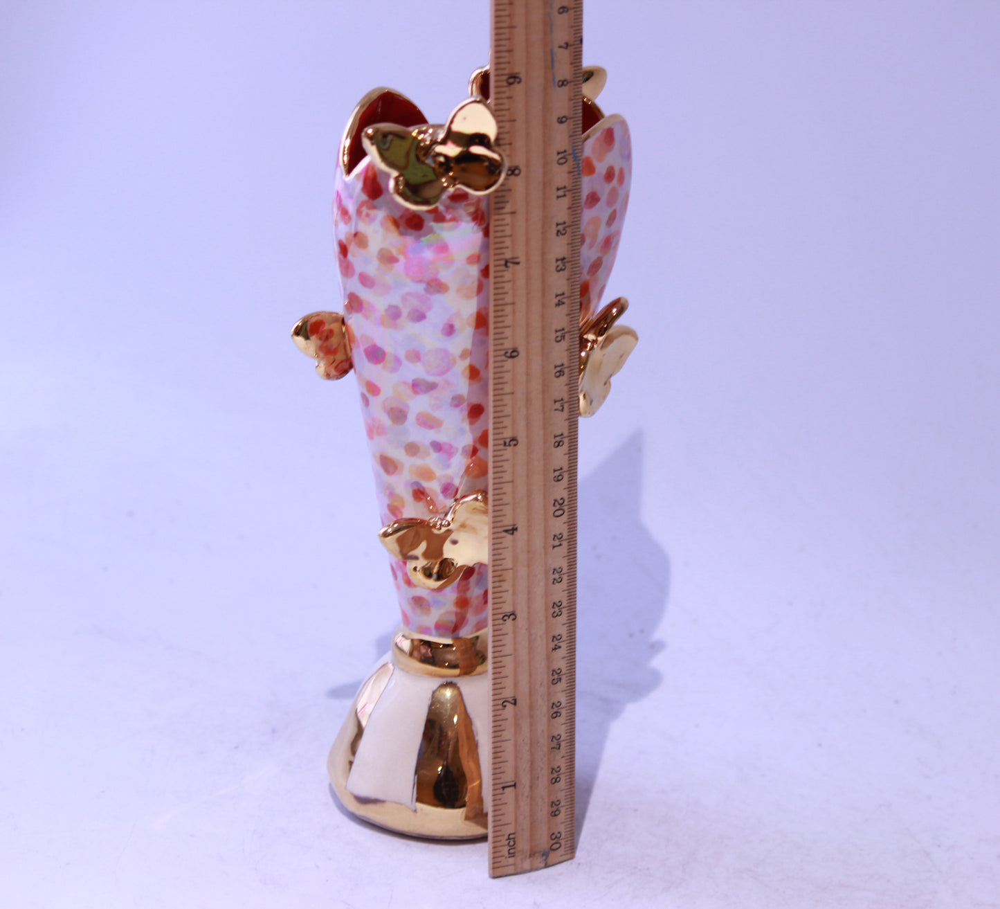 Butterfly Studded Tiny Heart Vase Reddish Confetti