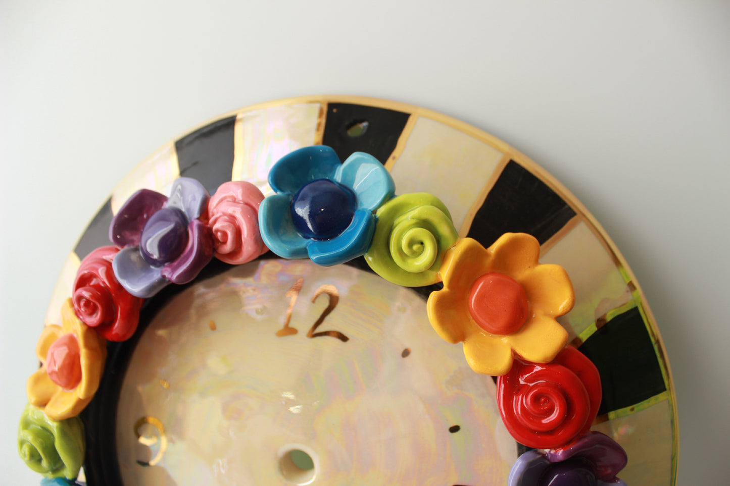 Multiflower Encrusted Clock
