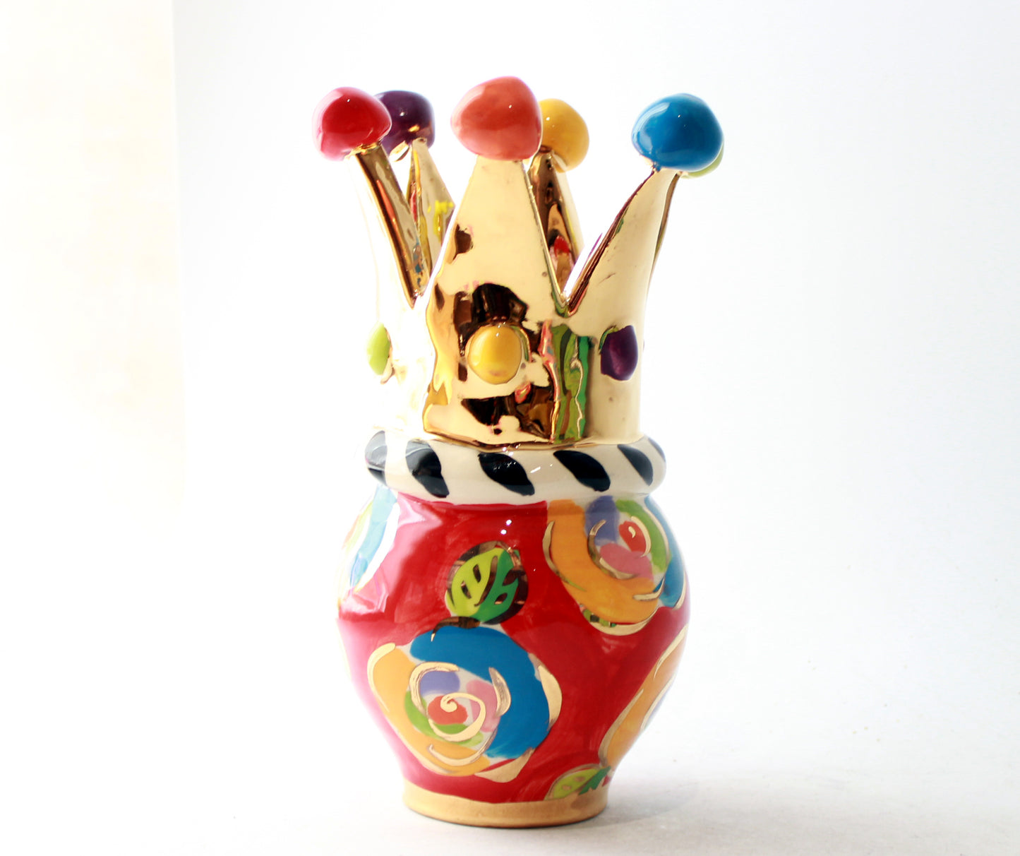 Crown Vase Gold New Rose Red