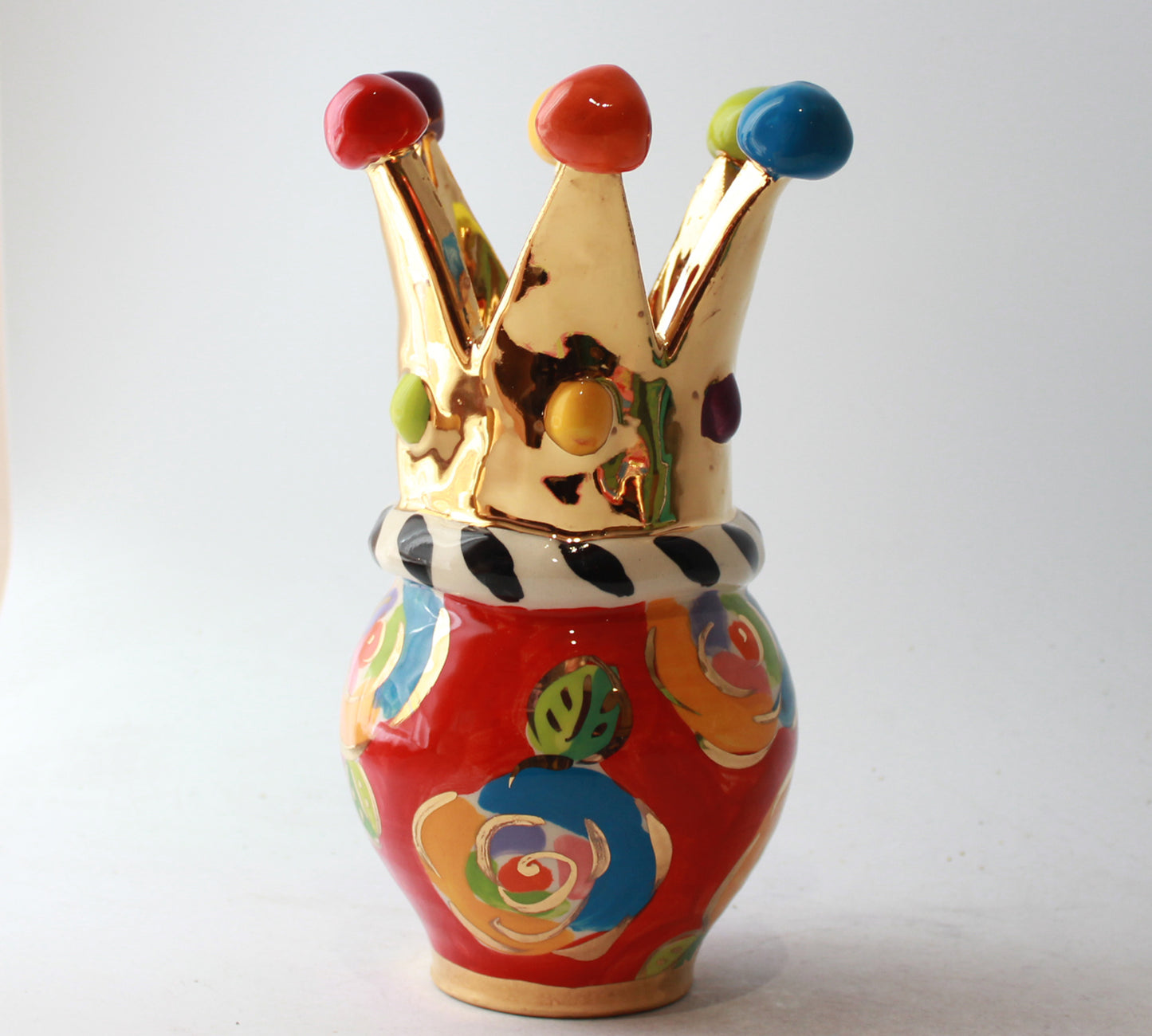 Crown Vase Gold New Rose Red