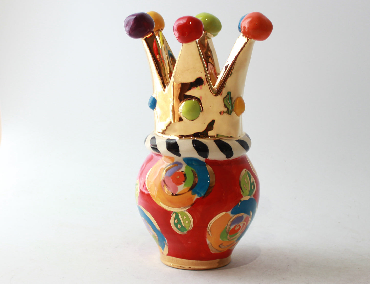 Crown Vase Gold New Rose Red