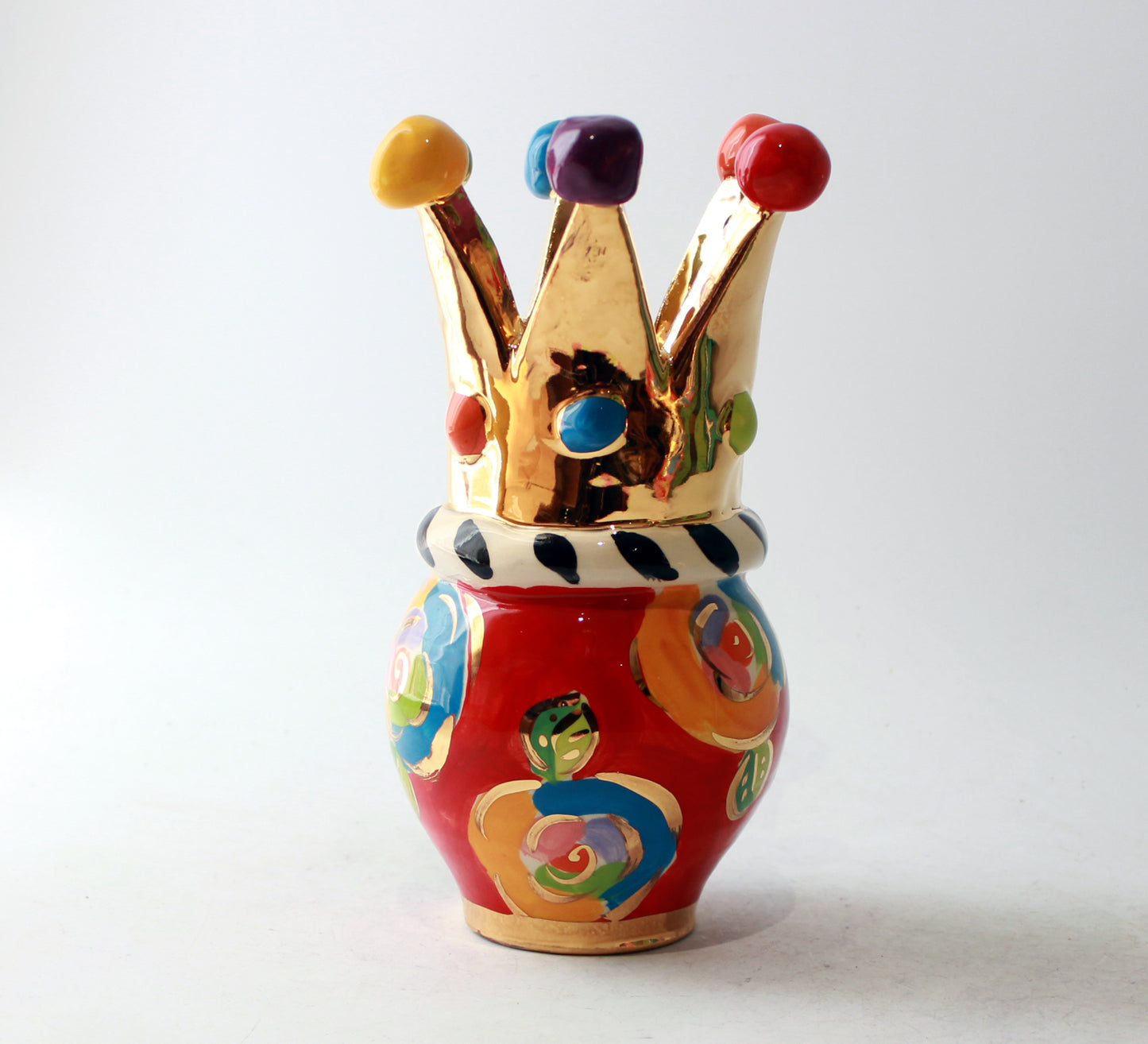 Crown Vase Gold New Rose Red