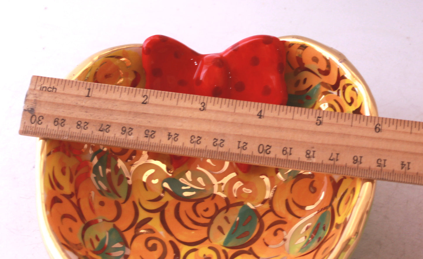Heart Shaped Bowl with Red Ribbon