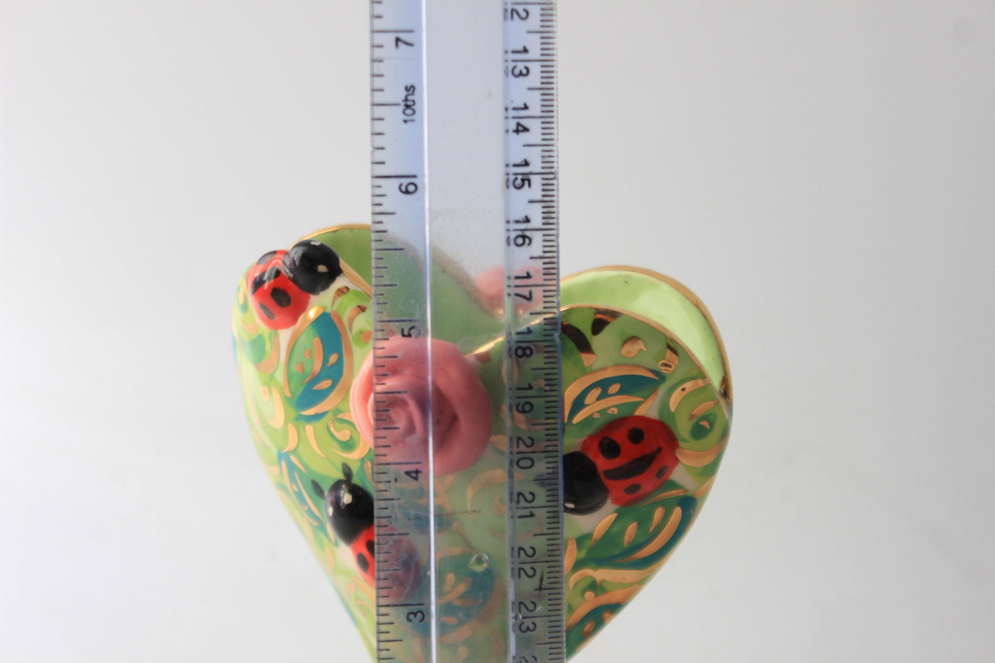 Baby Heart Vase with Studded ladybirds Rosebush