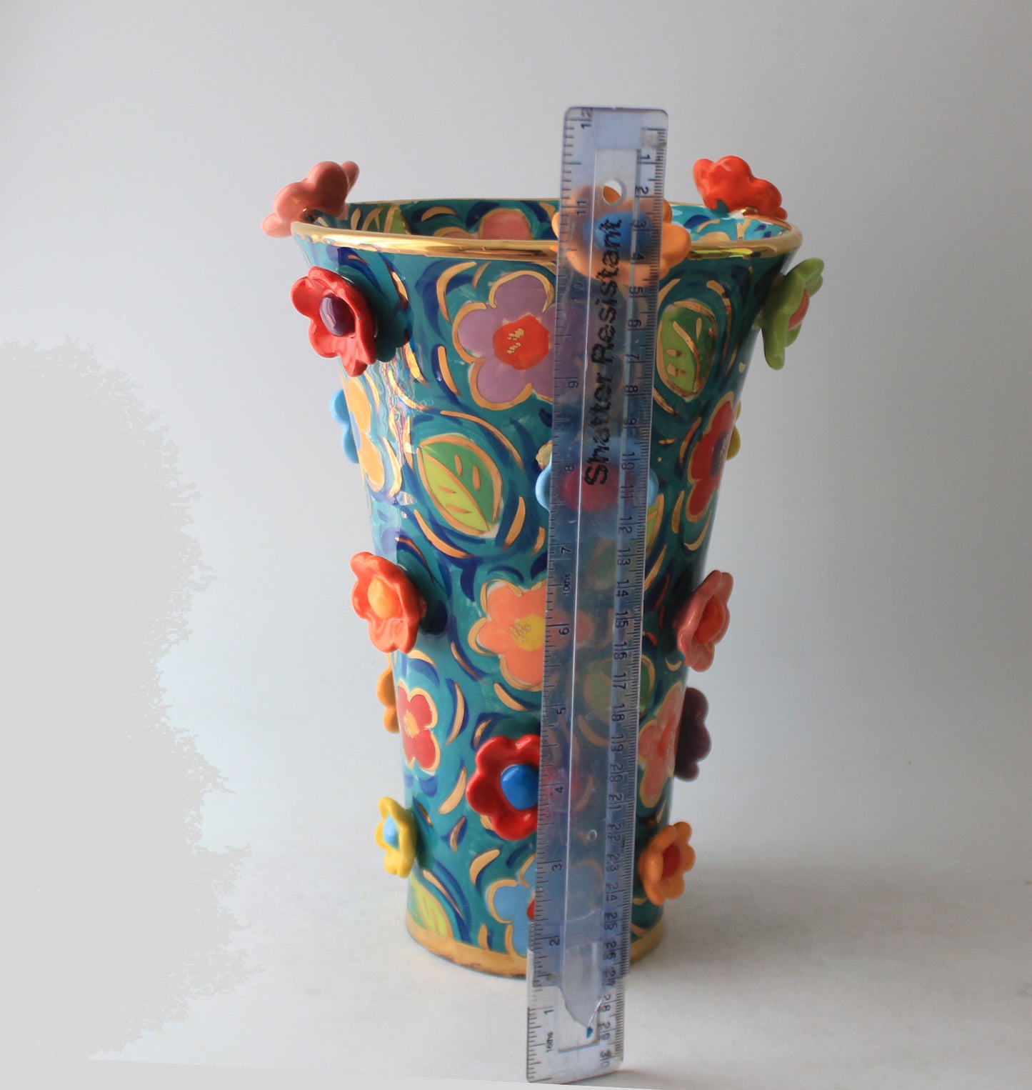 Large Flared Daisy Studded Vase in Wild