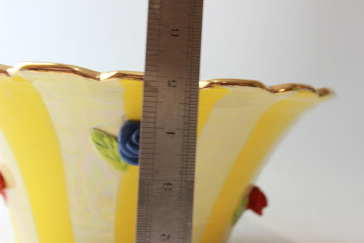 Medium Rose Studded Serving Bowl with Fluted Rim