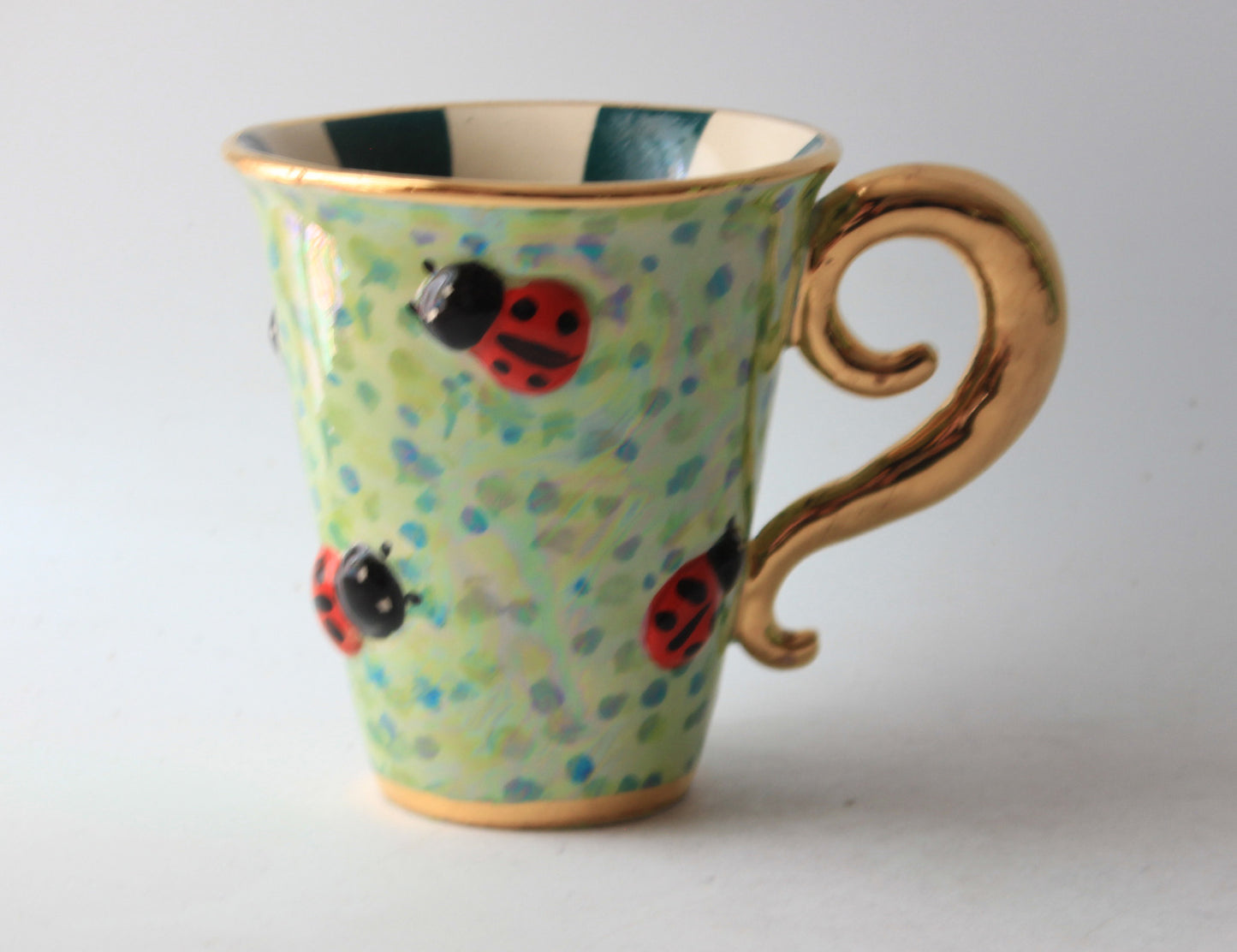 Lady Gaga Handled Mug Ladybird Design Green