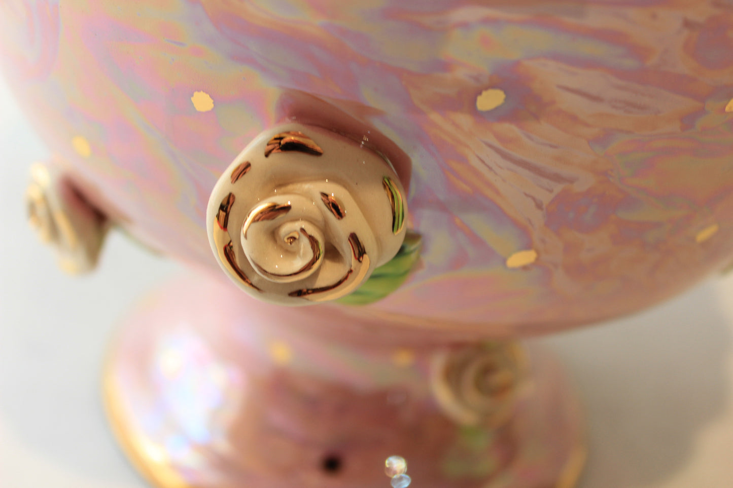 Rose Studded Fluted Punch Bowl