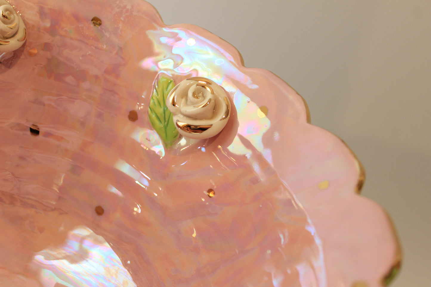 Rose Studded Fluted Punch Bowl