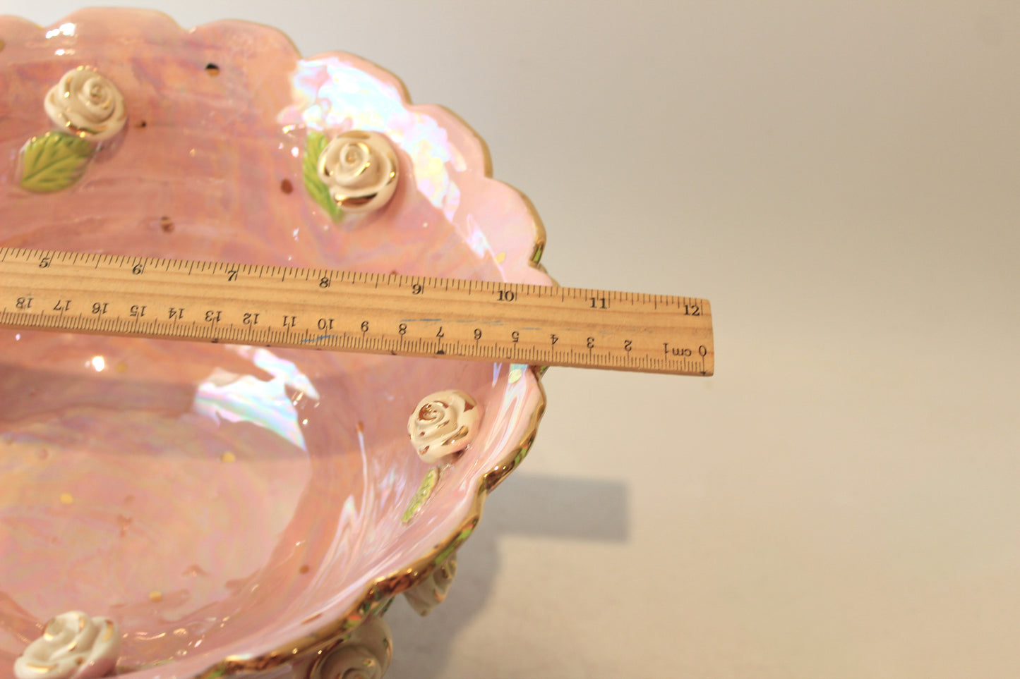 Rose Studded Fluted Punch Bowl