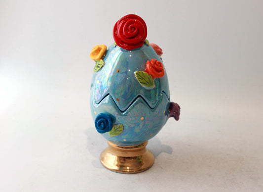 Rose Studded Easter Egg Blue