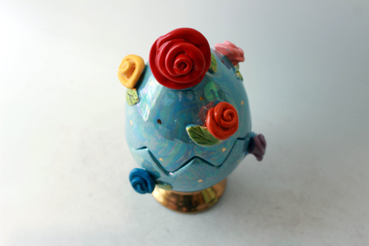 Rose Studded Easter Egg Blue