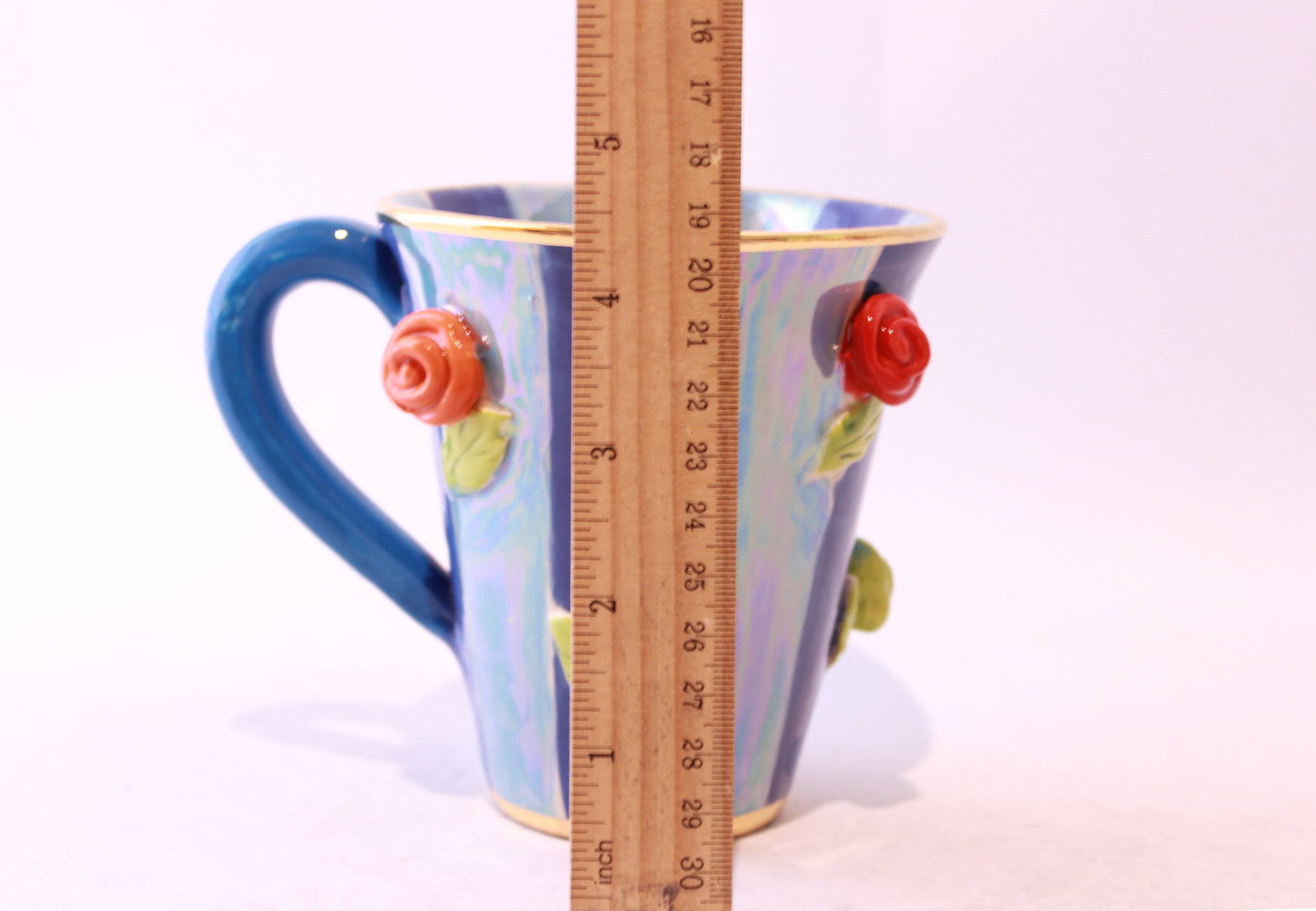 Rose Studded Mug with Two Tone Stripes