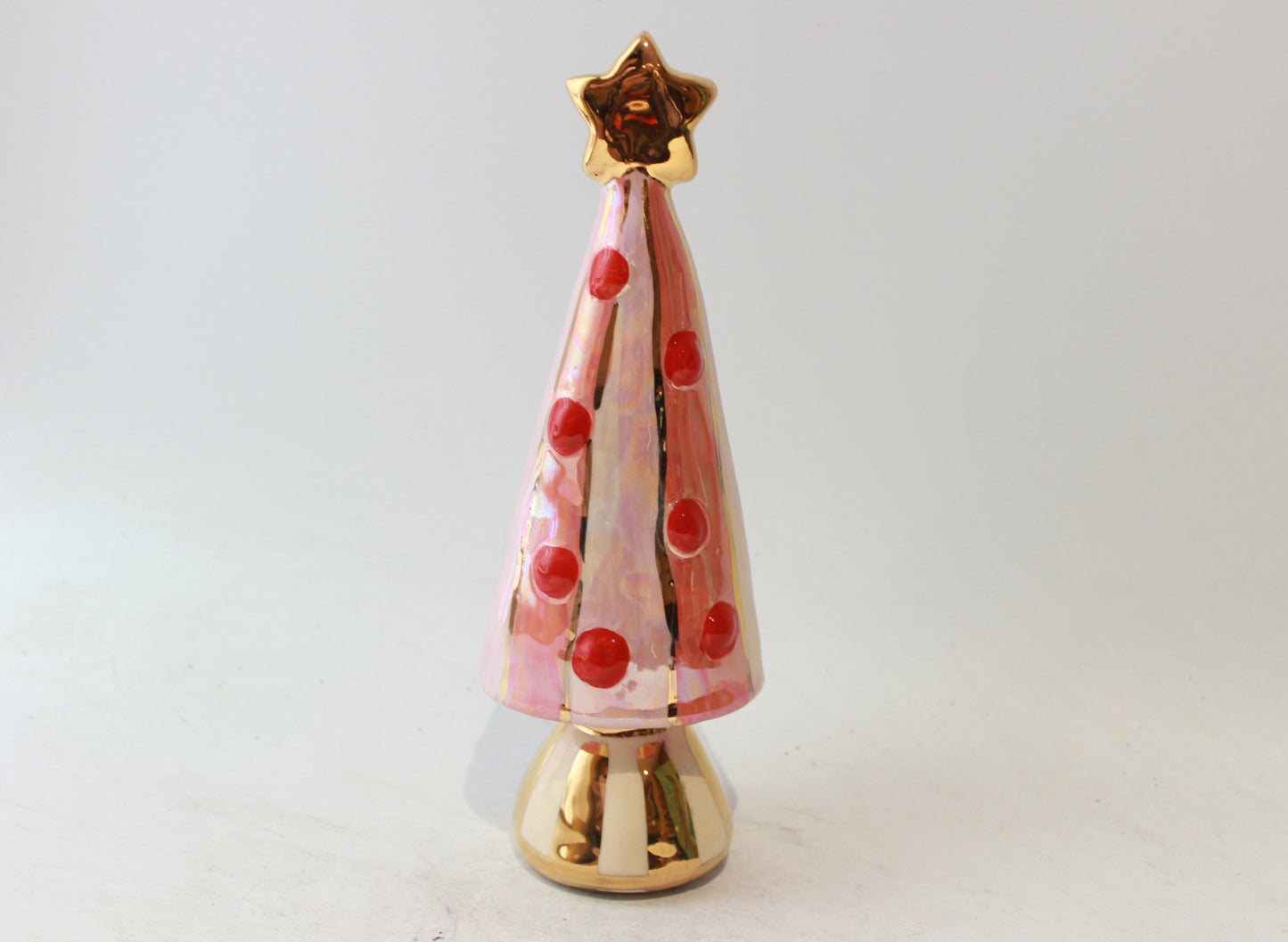 Small Christmas Tree in Two Tone Pink Stripe
