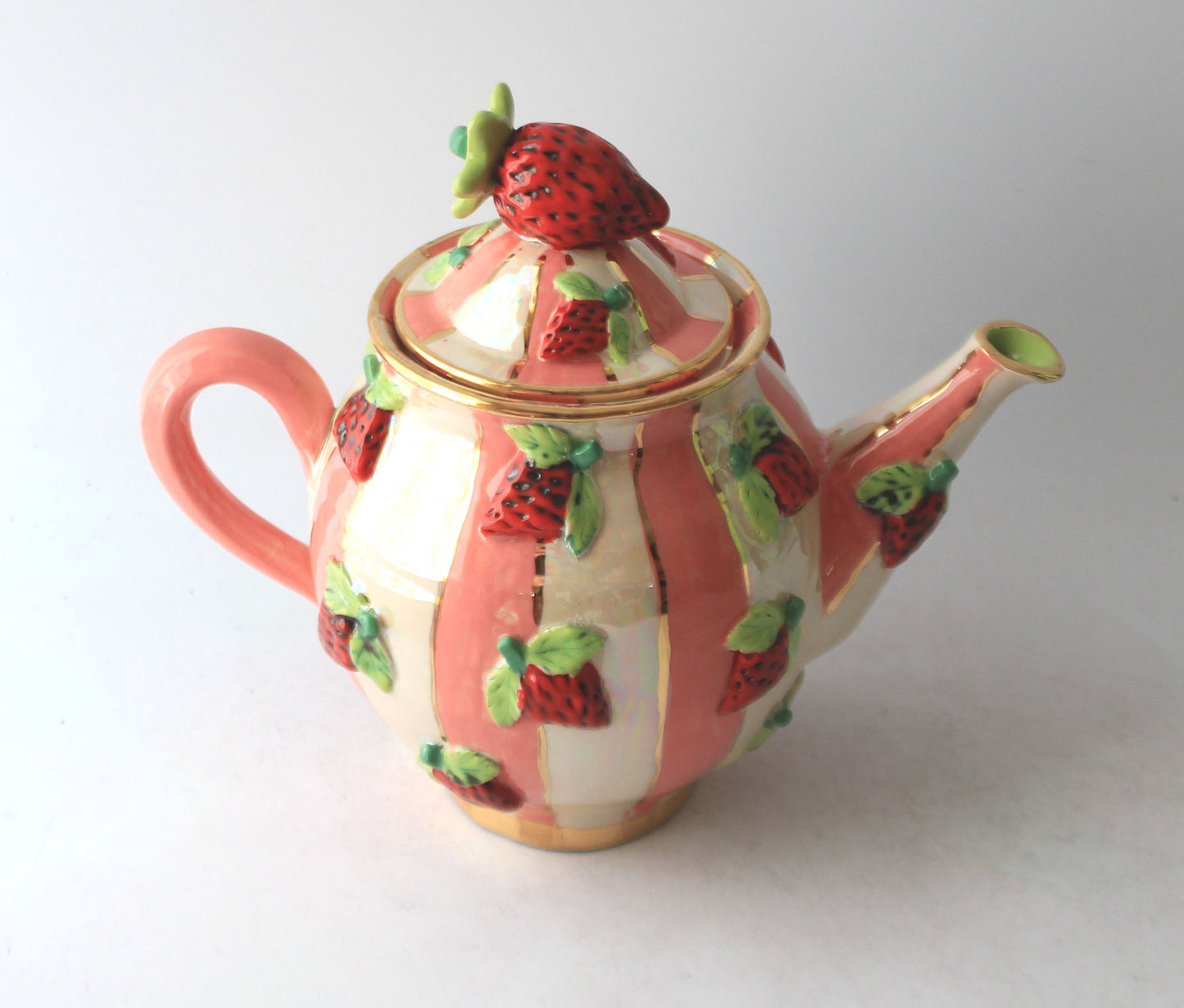 Medium Strawberry Teapot Stripes