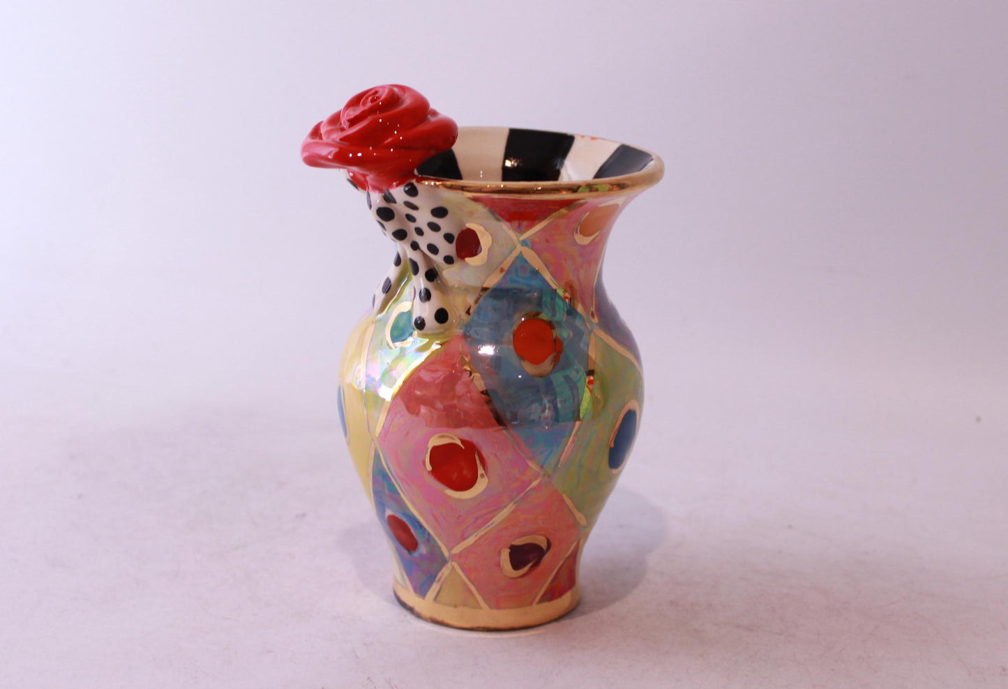 Tiny Vase with Rose and Ribbony Bow