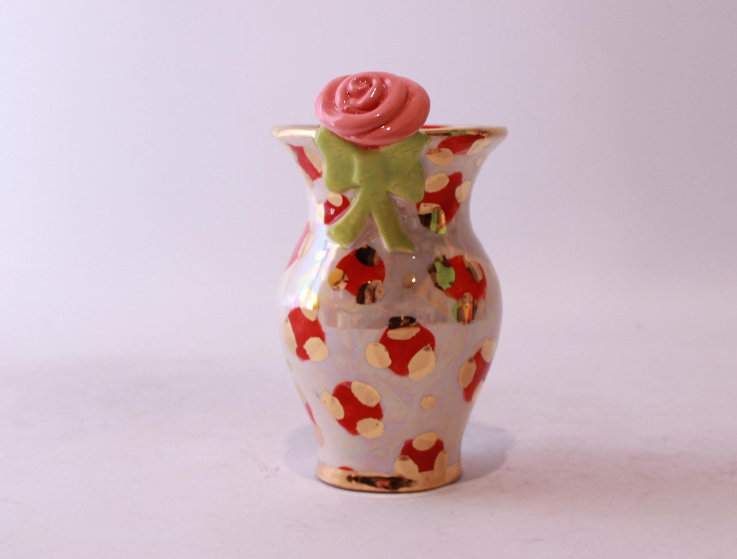 Tiny Vase with Rose and Ribbony Bow