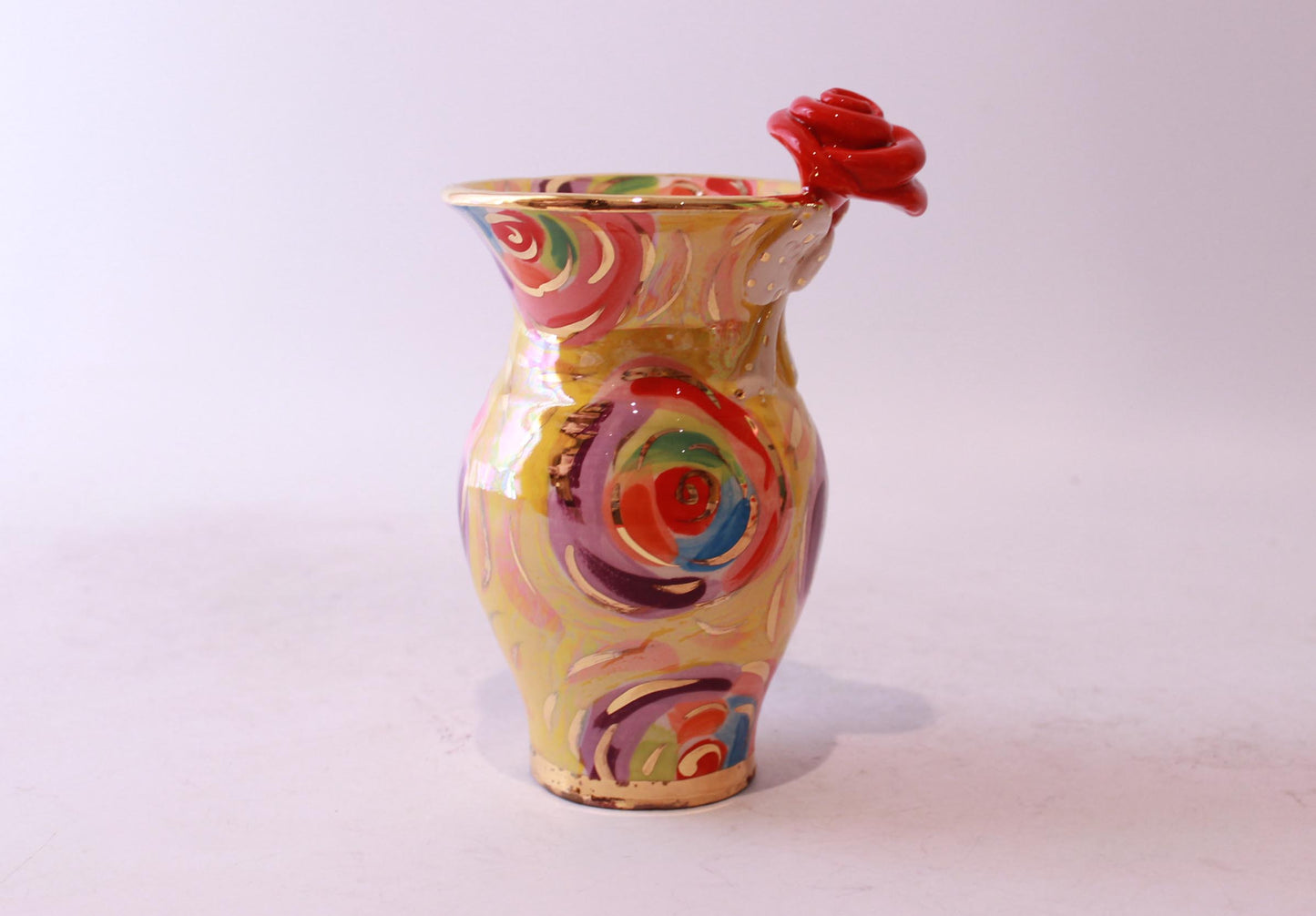 Tiny Vase with Rose and Ribbony Bow