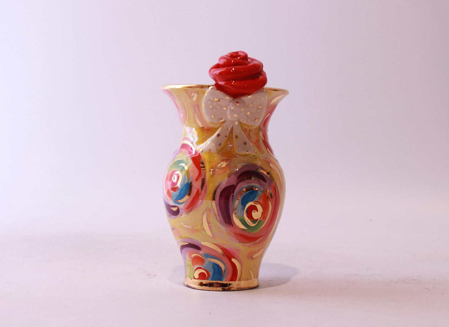 Tiny Vase with Rose and Ribbony Bow