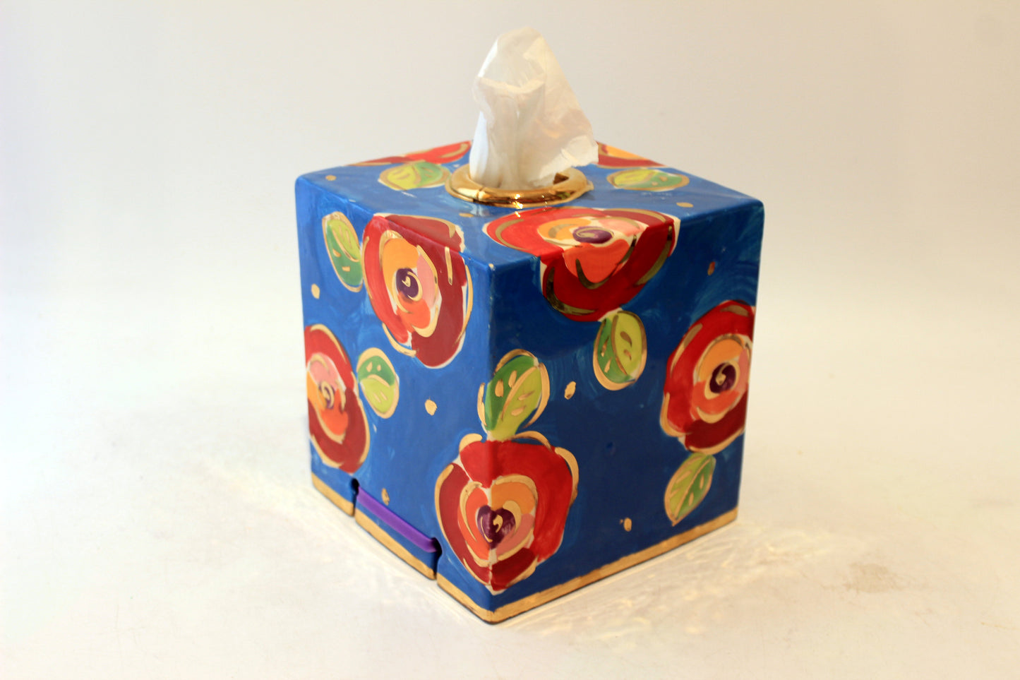 Tissue Box Gold New Rose Blue
