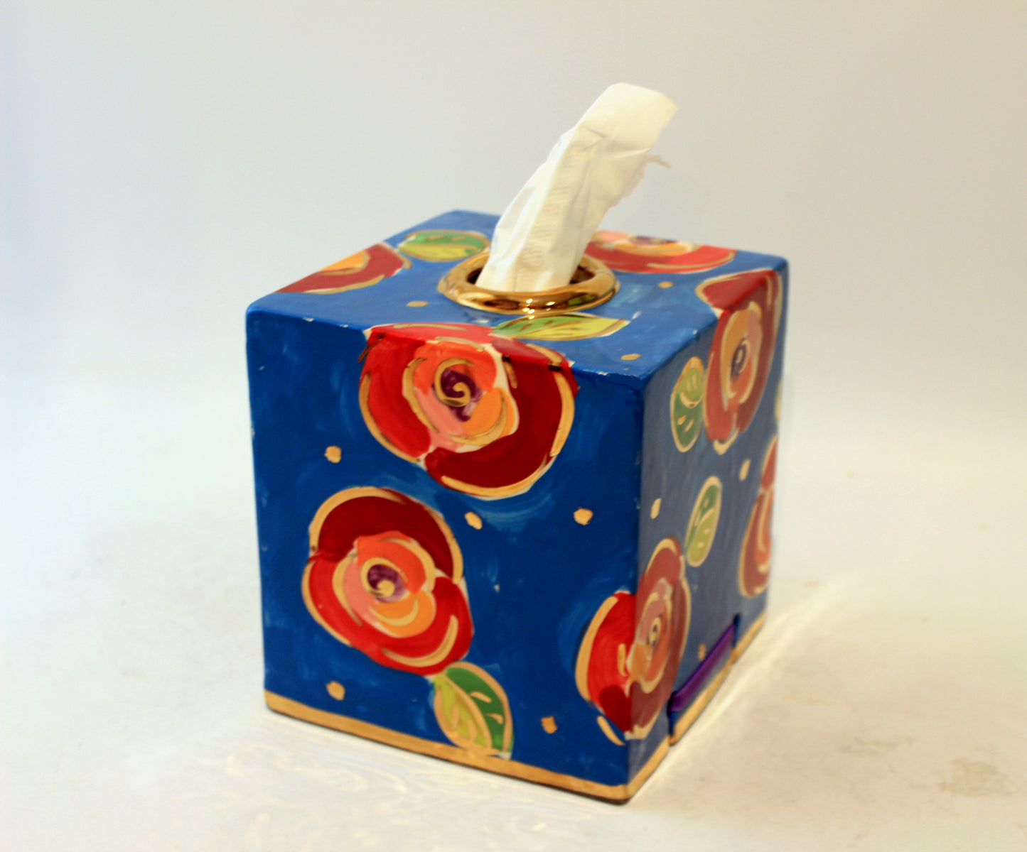 Tissue Box Gold New Rose Blue