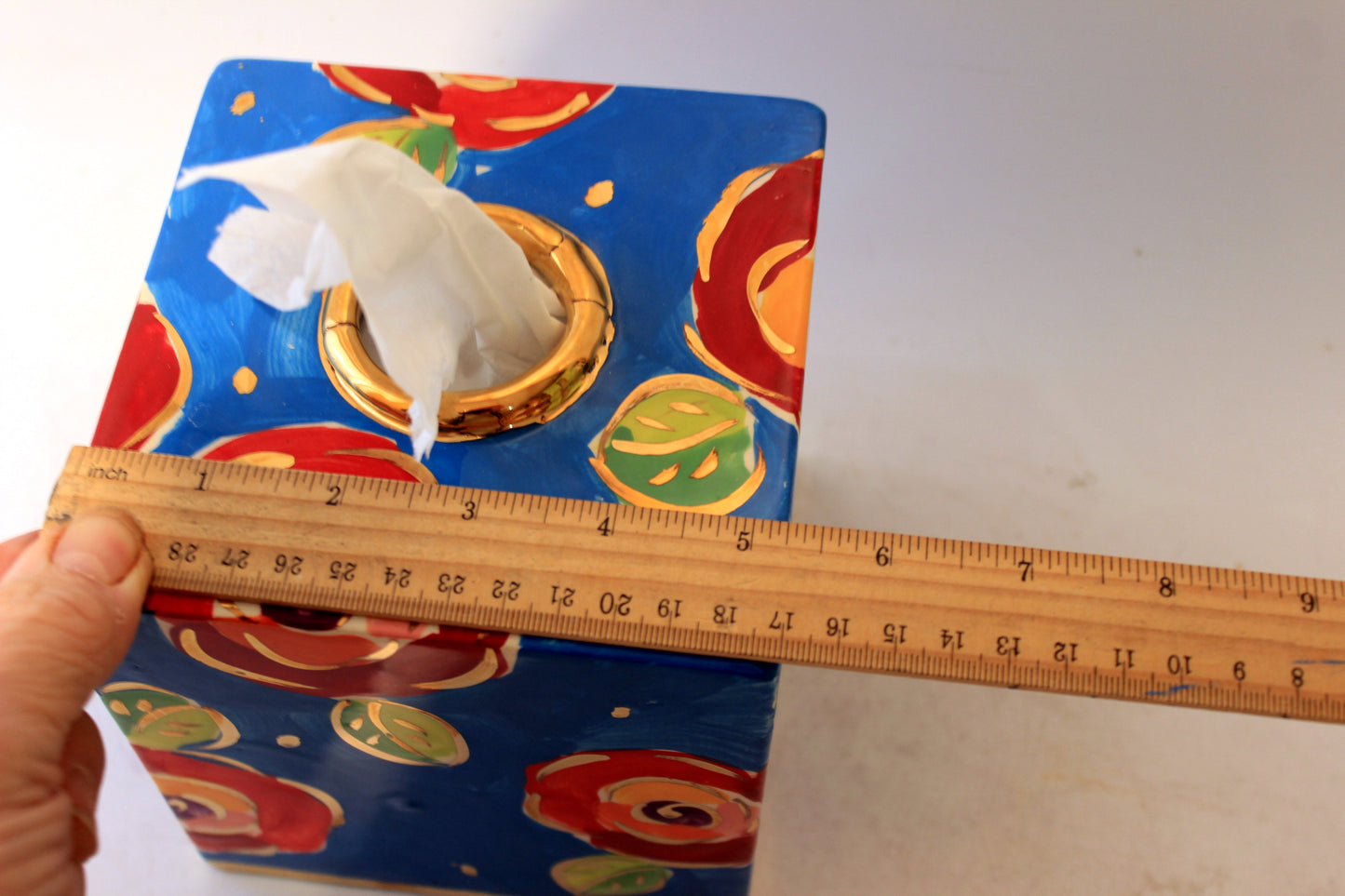 Tissue Box Gold New Rose Blue